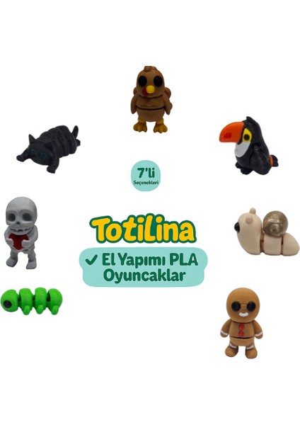 7'li Set (Hindi Tukan Kuşu Salyangoz Kurabiye Adam Tırtıl Iskelet…)