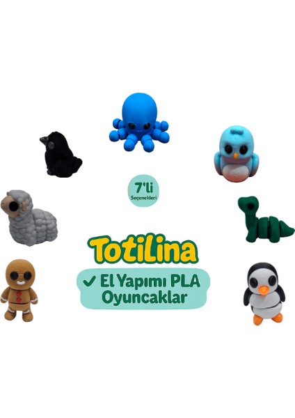 7'li Set (Ahtapot Kuş Dinozor Penguen Kurabiye Adam Koyun Karga…)