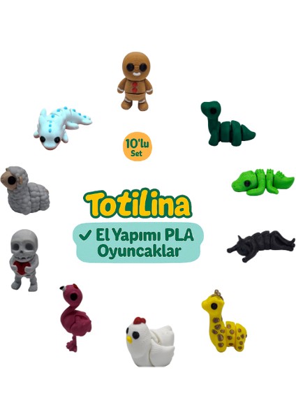 10'lu Set (Kurabiye Adam Dinozor Timsah Kedi Zürafa Tavuk Flamingo…)
