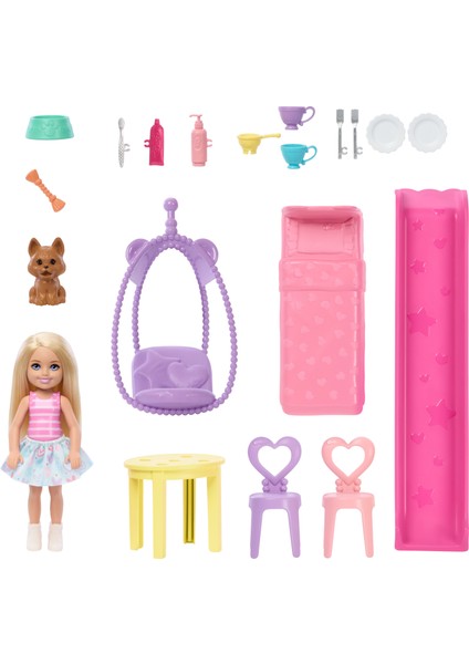 ® Club Chelsea™ Açılır Ev Bebek ve 15'ten Fazla Aksesuar Içeren ve Açılınca Boyu 43 x +33 Cm'yi Geçen Barbie Chelsea Açılır Bebek Evi JFW49 fırsatları