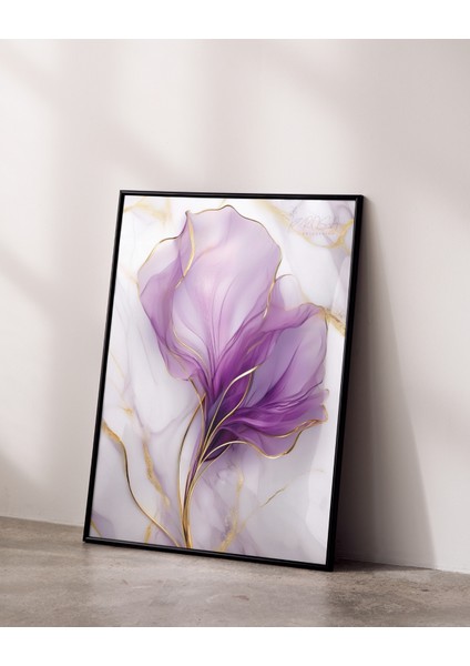 Çerçevesiz Poster, Dijital Baskı, Çiçek Temalı Mermer Desen Poster , Modern, Soyut Minimalist Poster