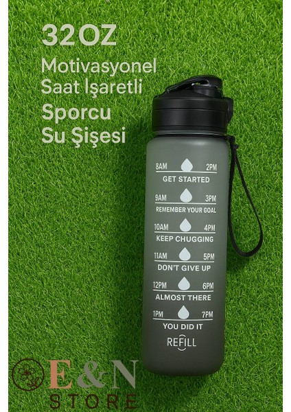 Motivasyonel Zaman Çizelgeli Spor Su Matarası Siyah (32 Oz) indirimleri