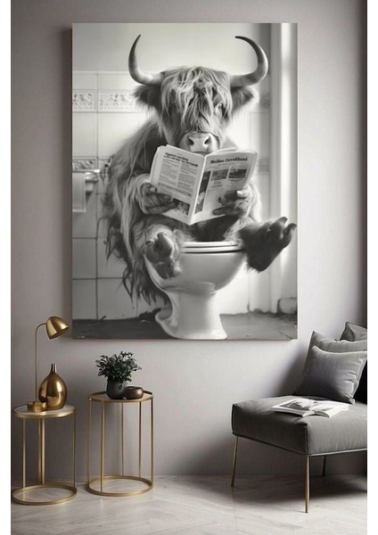 Komik Wc Tuvalet Öküzz Ev Duvar Salon Güzellik Salonu Ofis Dükkan Dekarasyon Kanvas Tablo