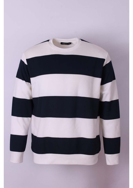 Beyaz-Lacivert Erkek Sweatshirt 5790-1