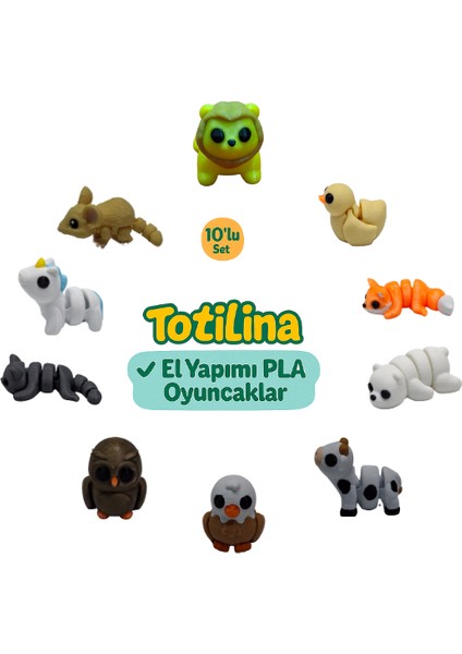 10'lu Set (Aslan Ördek Tilki Ayı Inek Kartal Baykuş Kedi Unicorn…)