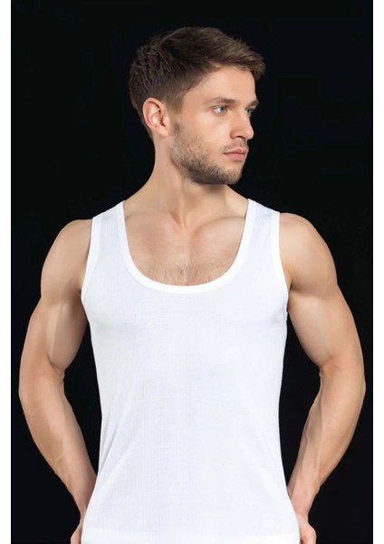 Erkek Ribana Atlet 6'lı Paket Beyaz %100 Pamuk 05