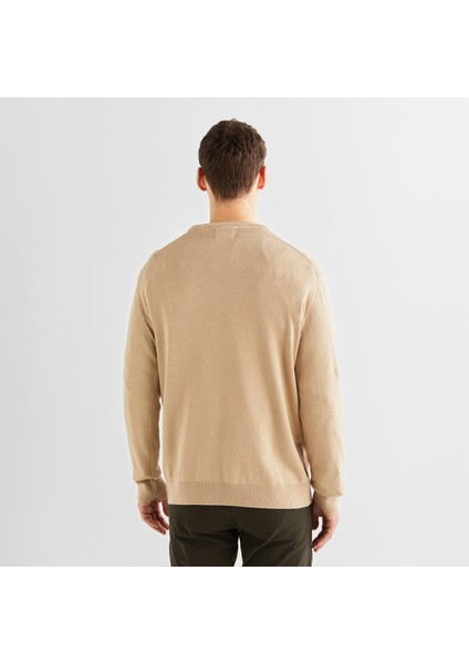 Erkek Bej Regular Fit Bisiklet Yaka Kazak fiyatları