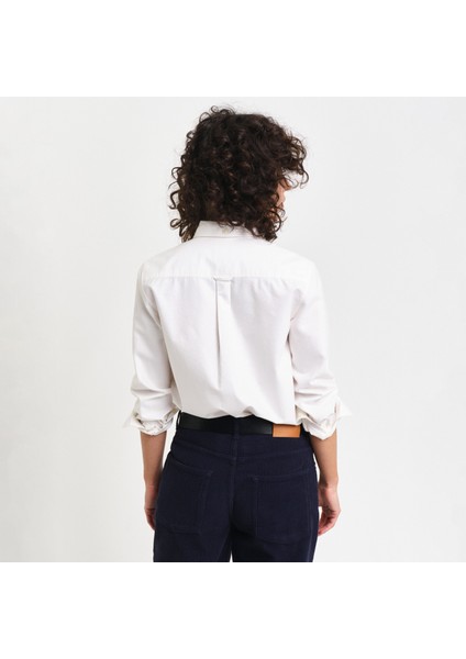 Kadın Beyaz Regular Fit Düğmeli Yaka Oxford Gömlek fiyatları