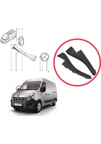 Renault Master Mk3 Nissan NV400 Interstar Opel Movano B Için Ön Cam Sağ Sol Köşe Yan Izgara Kulağı modelleri