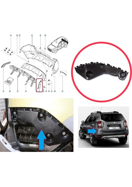 Renault Dacia Duster Mk1 Hs 2010-2017 622210009R Için Arka Sol Tampon Iç Bağlantı Braket Ayağı modelleri