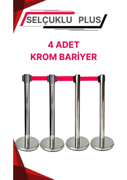 Yönlendirme Bariyeri 4 Adet , Krom Şerit Bariyer 4 Adet Şeritli Bant Bariyer