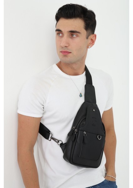 Erkek Siyah Çok Bölmeli Günlük Çapraz Askılı Omuz Çantası indirimleri