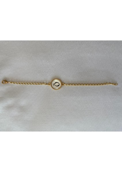 Ö Harfli Kalın Zincirli Bileklik Altın Renk