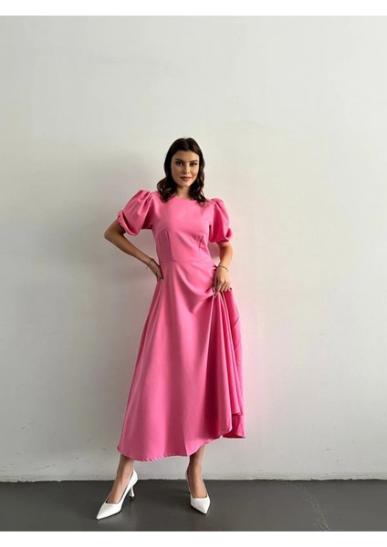 Karpuz Kollu Midi Boy Elbise fiyatları