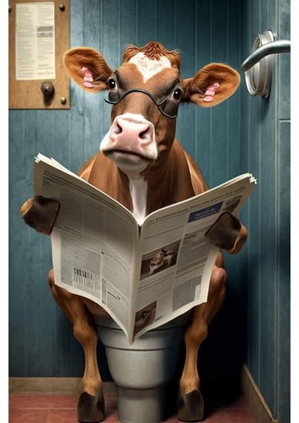 Wc Tuvalet Banyo Komik Inek Ev Duvar Salon Güzellik Salonu Ofis Dükkan Dekarasyon Kanvas Tablo fiyatları