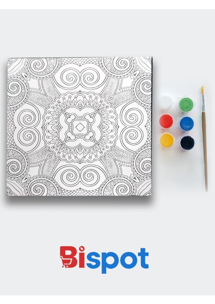 Mandala Tuval Kanvas Tablo Boyama Hobi Seti 36X36 cm