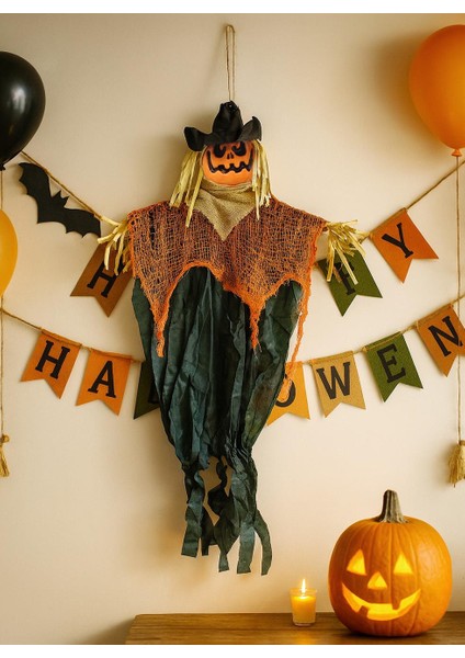 Cadılar Bayramı Balkabağı Korkuluk Asılabilir Halloween Parti Dekoru 95 cm