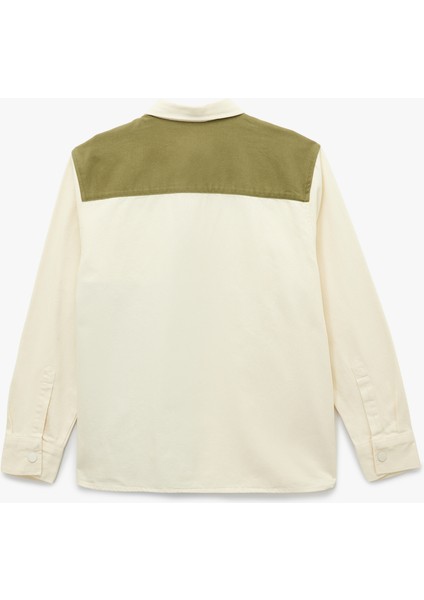 Regular Fit Renk Kontrastlı Pamuklu Gabardin Uzun Kollu Klasik Yaka Gömlek Ceket fırsatları