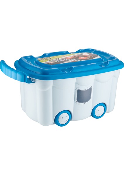 Home Oyuncak Düzenleyici Kapaklı Saklama Kutusu Toy Box 50 Lt Mavi