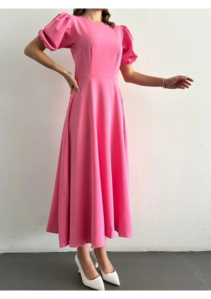 Karpuz Kollu Midi Boy Elbise fırsatları