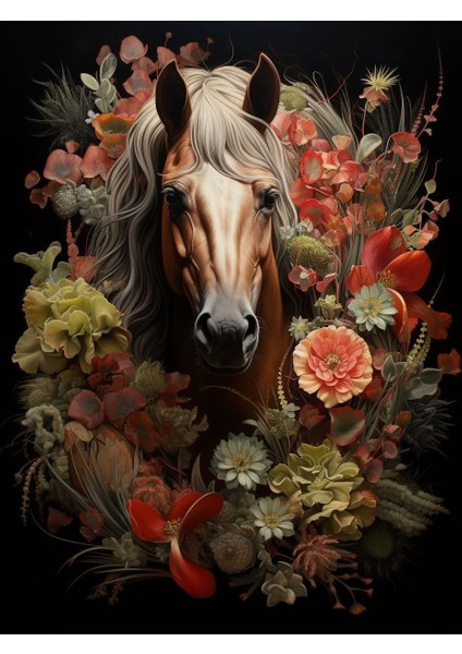 Çiçekler ve At Ev Duvar Salon Güzellik Salonu Ofis Dükkan Dekarasyon Kanvas Tablo fiyatları