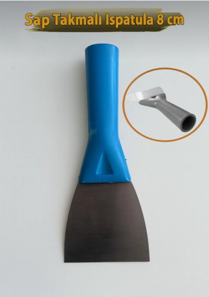 Plastik Saplı Sap Takmalı Spatula Boya Sıva Kazıma Ispatulası 8 cm