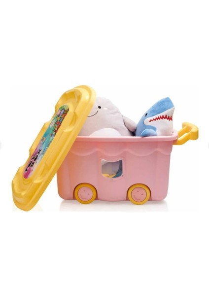 Home Oyuncak Düzenleyici Kapaklı Saklama Kutusu Toy Box 50 Lt Pembe