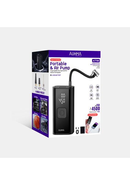 4500 Mah Şarjlı Hava Pompası Araç Lastik, Bisiklet, Top Şişirme Oto Hava Kompresörü fiyatları