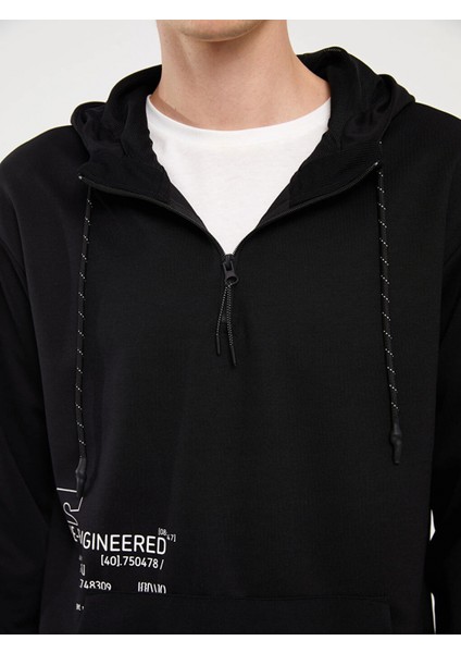 Lcw Casual Siyah Uzun Kollu Baskılı Erkek Hoodie modelleri