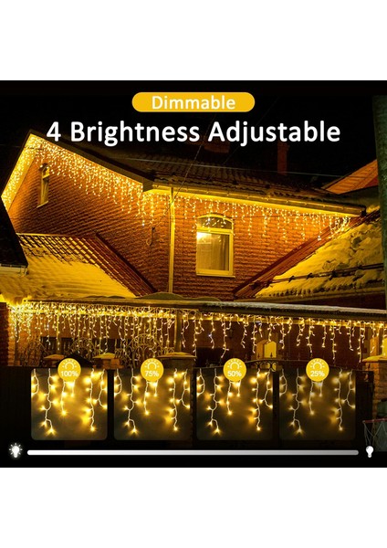 4 Metre 20 Saçaklı 120 LED Flaşlı Ekleme Fişli Iç Mekan Aydınlatma Dekor Işık