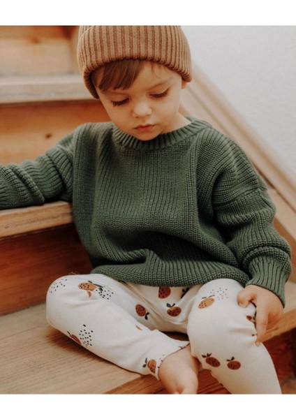 Unisex Bebek Çocuk Bisiklet Yaka Oversize Triko Kazak 6 Ay-5 Yaş