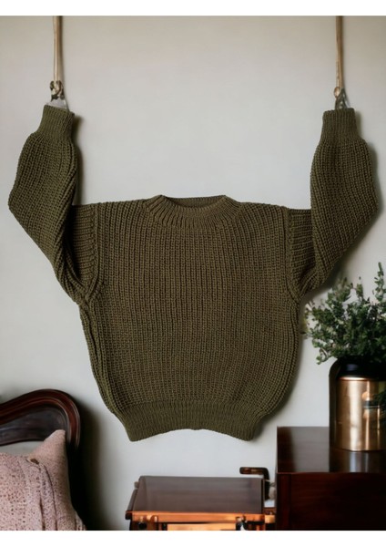 Esnek Triko Kazak Bisiklet Yaka Oversize Unisex Bebek Çocuk 1-5 Yaş