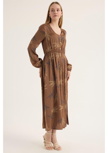 Düğmeli V Yaka Elbise modelleri