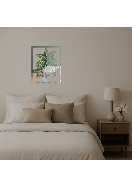 Çiçek Detaylı Dekoratif Duvar Aynalı Tablosu - BRNTEK7173-7585 fiyatları