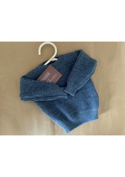 Minibonclub Unisex Selanik Bebek Çoçuk Triko Kazak-Füme