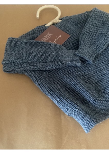 Minibonclub Unisex Selanik Bebek Çoçuk Triko Kazak-Füme modelleri