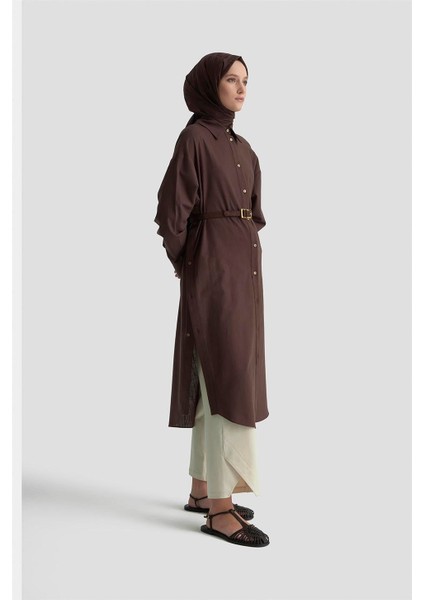 Yanları Düğmeli Tunik Elbie 25K4000 Acı Kahve fiyatları