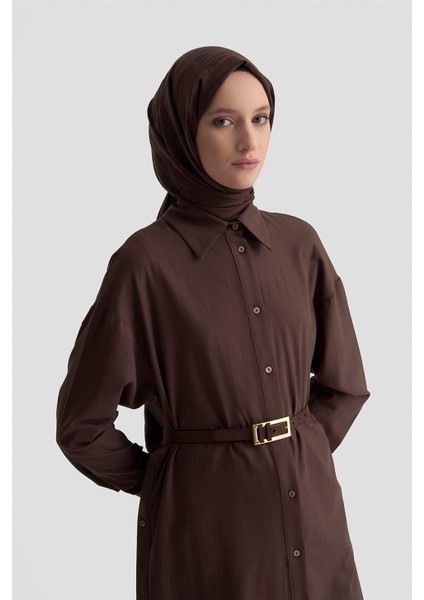 Yanları Düğmeli Tunik Elbie 25K4000 Acı Kahve modelleri