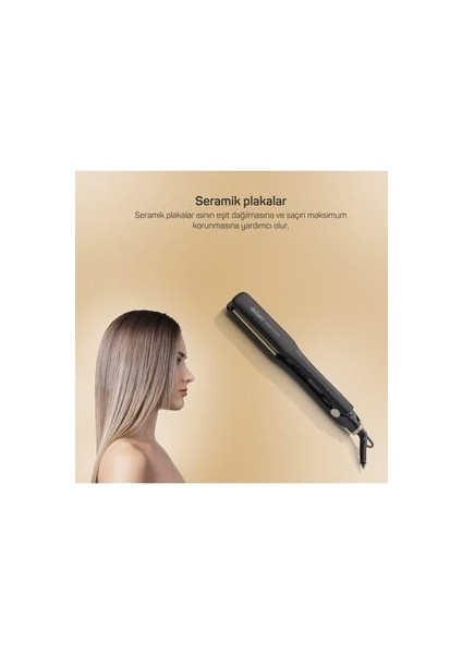 Prostyle Gold 38 mm Geniş Plaka Kısa Sürede Isınan Seramik Saç Düzleştirici - 150-230°C Ayarlanabilir Isı