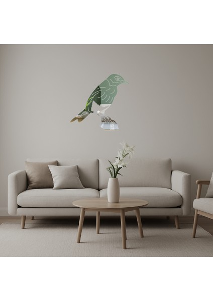 Kuş ve Çiçek Dekoratif Aynalı Tablo - Renkli Bahar - BRNTEK4361-4996