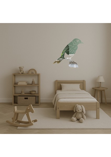 Kuş ve Çiçek Dekoratif Aynalı Tablo - Renkli Bahar - BRNTEK4361-4996 fırsatları