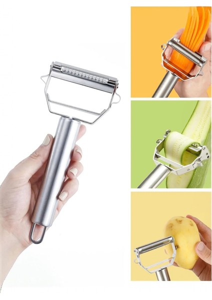 Paslanmaz Çelik Çift Fonksiyonlu Sebze ve Meyve Soyacağı – Jülyen Doğrayıcı