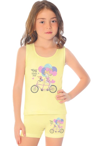 Kız Çocuk Atlet Boxer Likralı Sarı Girl (%96 Pamuk - %4 Elastan) fiyatları