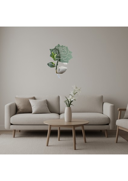 Çiçek Desenli Dekoratif Aynalı Tablo - BRNTEK5026-1784
