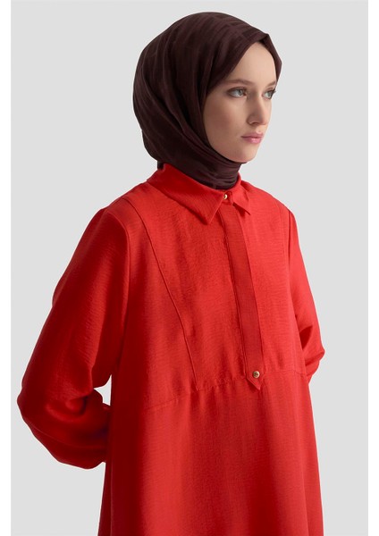 Etek Ucu Volanlı Tunik 25KD1002 Kiremit modelleri