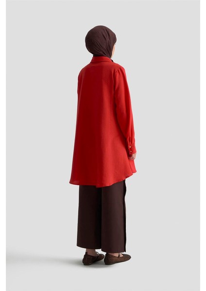Etek Ucu Volanlı Tunik 25KD1002 Kiremit indirimleri