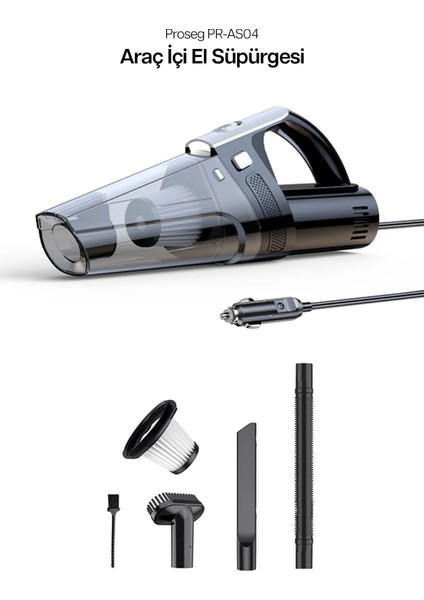 Portatif Vakumlu Üflemeli Mini Kablolu Araç Süpürgesi - Toz ve Kül Temizliği El Süpürgesi PR-AS04