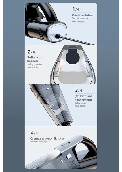 Portatif Vakumlu Üflemeli Mini Kablolu Araç Süpürgesi - Toz ve Kül Temizliği El Süpürgesi PR-AS04 modelleri