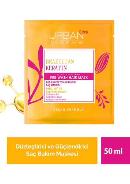 Brezilya Keratin Düzleştirici Etkili Duş Öncesi Saç Bakım Maskesi-50 ml