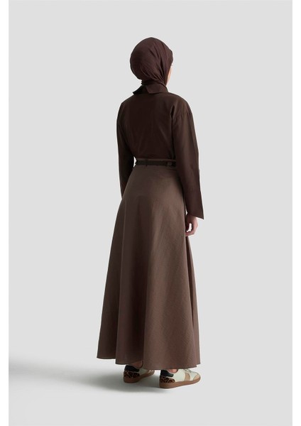 Kemerli ve Pileli Etek 25K1900 Kakao fırsatları